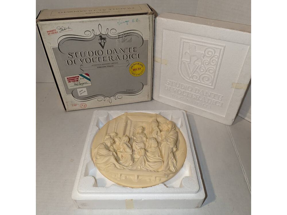 Vtg 1985 Studio Dante Di Volteradici Christ Among Doctors Ivory Alabaster Plate